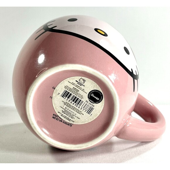 Hello Kitty Pink Oval Ceramic Mug 18 oz Vandor Double Sided 2011 Sanrio Kawaii - Picture 9 of 9